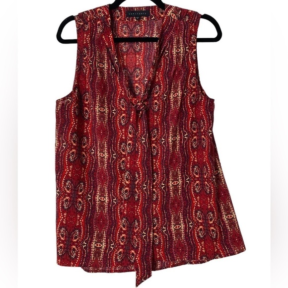 ANTHROPOLOGIE SANCTUARY Large Red Print Tank - Picture 1 of 6